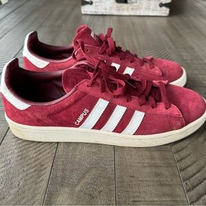 Adidas Campus Burgundy/Maroon & White Casual Sneakers Men’s Size 10.5